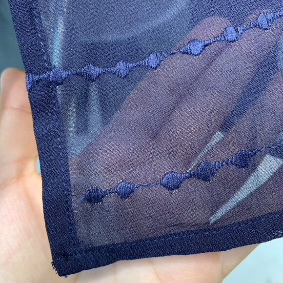 Soft Surroundings Women's Navy Blue Sheer Button Down Blouse Size Petit Medium - Picture 6 of 16